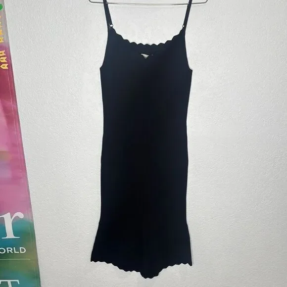 NWT L'Agence Asa Knit Midi Dress Medium Black - threedaughtersproperties.com